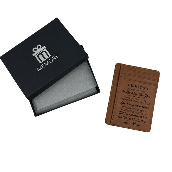 Engraved Leather Pocket Wallet: Perfect‎ Gift for Son - Picture 1 of 6